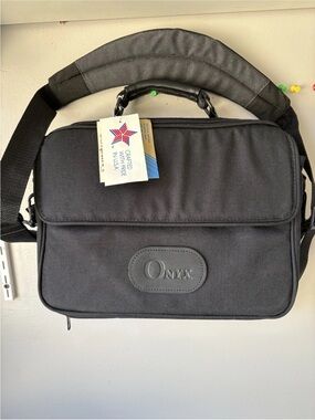 Onyx Black Laptop Messenger Bag with Padded Strap